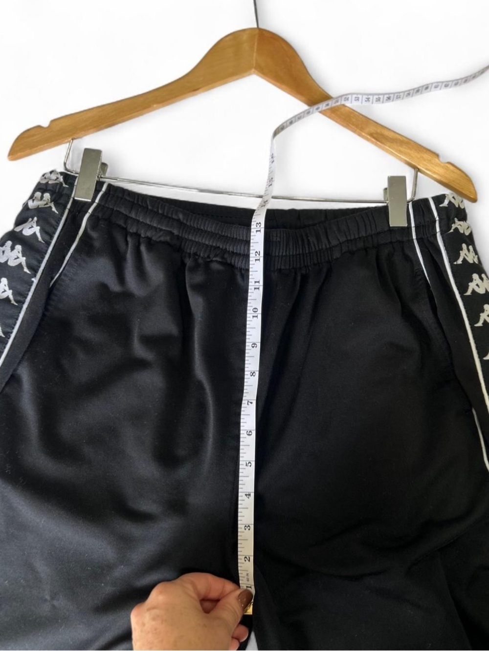 Vintage Kappa Black Track Snap Tear Away Pants Banda Logo Tape Elastic Waist XL - Picture 7 of 8
